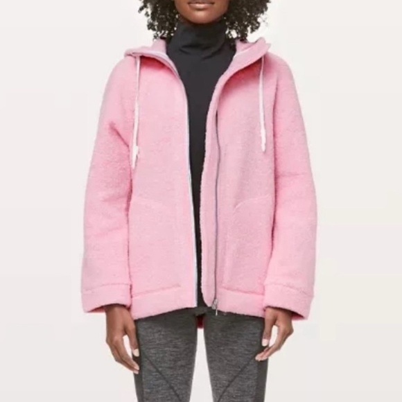 Lululemon So Sherpa Pink Hooded Zip-Up Jacket Size Small - Picture 1 of 12